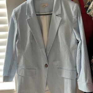 LOFT Seersucker Long Blazer